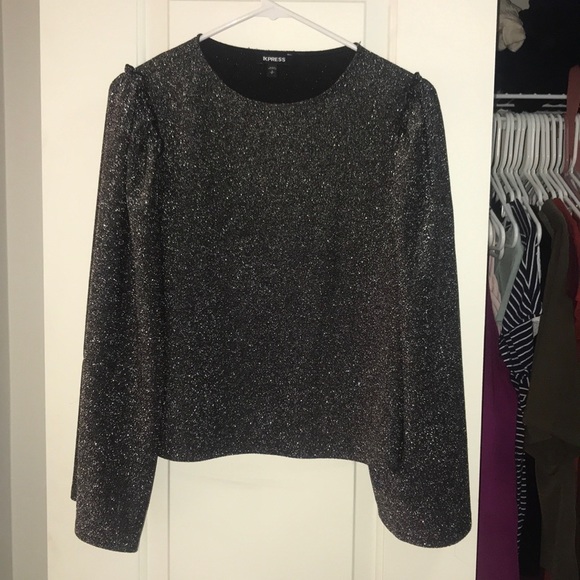 Sparkly Silver Bell Sleeve Top 